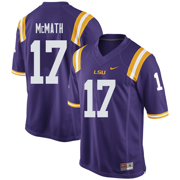 Men #17 Racey McMath LSU Tigers College Football Jerseys Sale-Purple